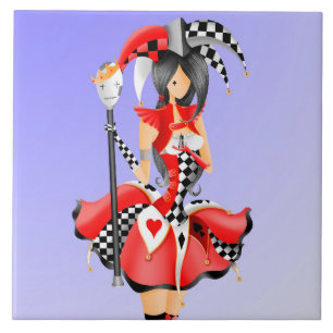 quirky jester and puppet King  Ceramic Tile