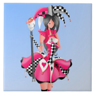 quirky jester and puppet King Ceramic Tile