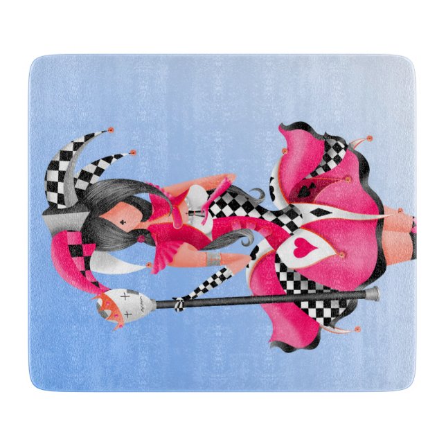 Quirky Jester and puppet king Chopping Board (Front)