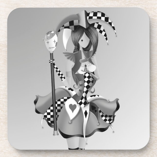 Quirky jester and puppet king  coaster (Front)