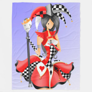 quirky jester and puppet king fleece blanket