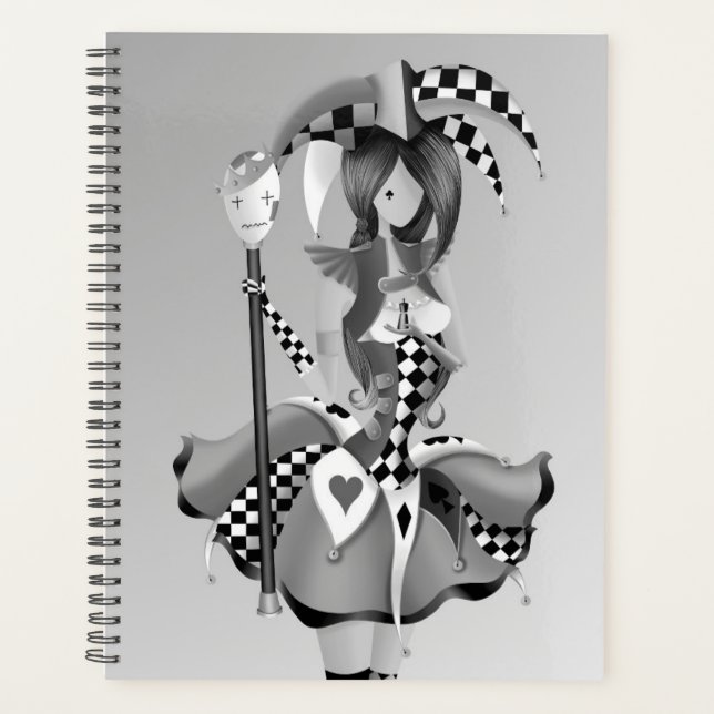 Quirky Jester and Puppet King  Gray  Planner (Front)