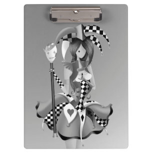 Quirky Jester and Puppet King Grey  Clipboard