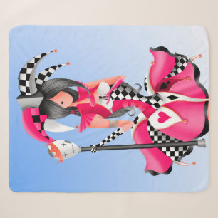 Quirky Jester and Puppet King  Sherpa Blanket