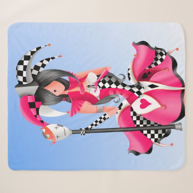 Quirky Jester and Puppet King  Sherpa Blanket (Front (Horizontal))