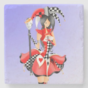 Quirky jester and puppet king stone coaster