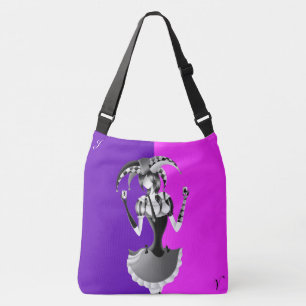 Quirky Jester Holding two Playing Cards Crossbody Bag