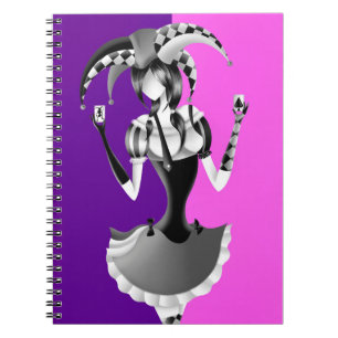 Quirky Jester Holding two Playing Cards  Notebook