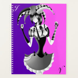 Quirky Jester Holding two Playing Cards Planner
