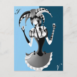 Quirky Jester Light Blue Postcard