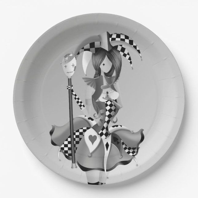 Quirky Jester & Puppet King Paper Plate (Front)