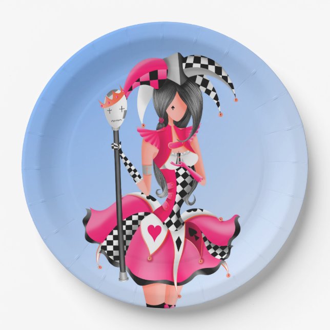 Quirky Jester & Puppet King Paper Plate (Front)