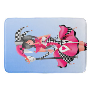 Quirky Jester & Puppet King Pink Bath Mat