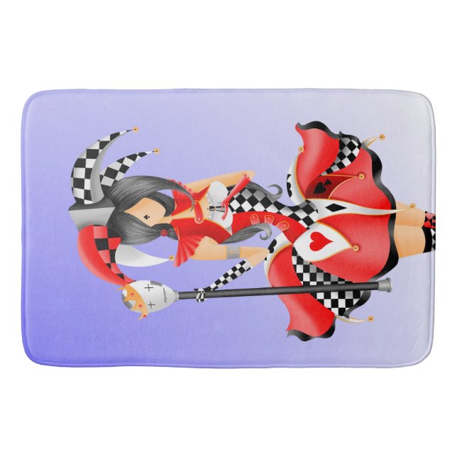 Quirky Jester & Puppet King Red Bath Mat (Front)