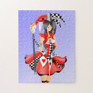 Quirky Jester & Puppet King Red Puzzle