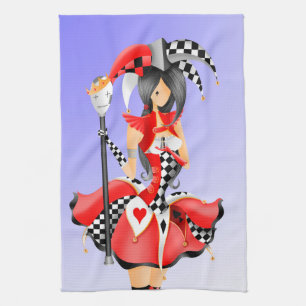 Quirky Jester & Puppet King Tea Towel