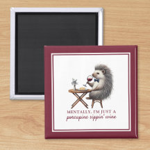 Quirky Kitchen Decor Funny Porcupine Wine Magnet
