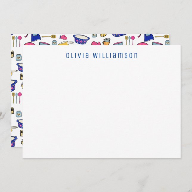 Quirky Kitchen Utentils Cake Maker, Chef Notecard (Front/Back)