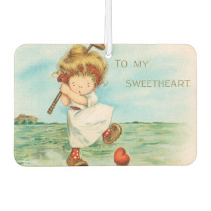 Quirky Kitschy Golf Themed Valentine, circa 1915 Car Air Freshener