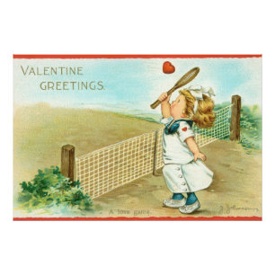 Quirky Kitschy Tennis Themed Valentine, circa 1915 Photo Print