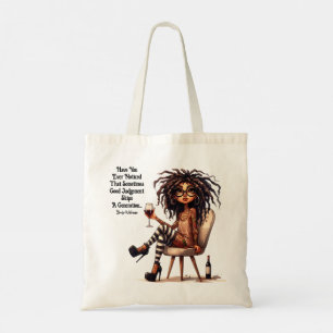 Quirky Lady Tattoos & Wine Judgement Tote Bag