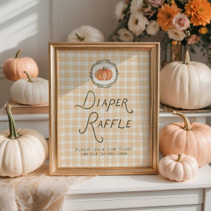 Quirky Little Pumpkin Baby Shower Diaper Raffle Poster