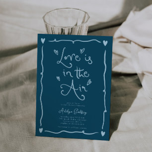 Quirky Love Is In the Air Bridal Shower Teal Invitation