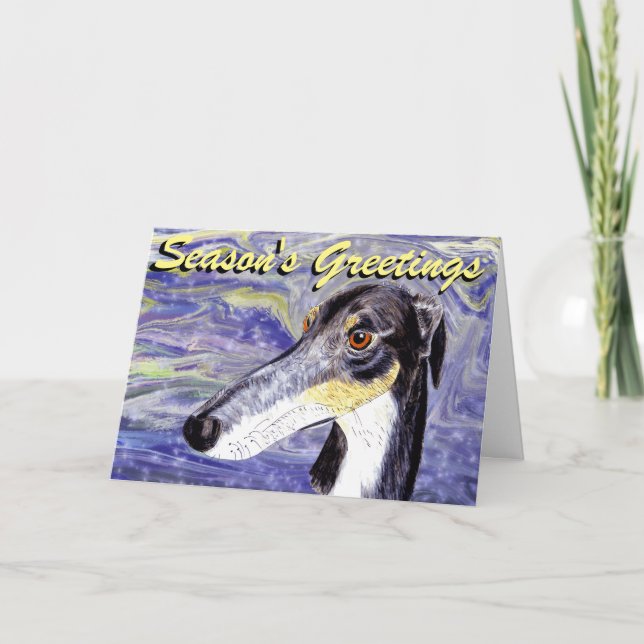 Quirky lurcher Christmas card (Front)