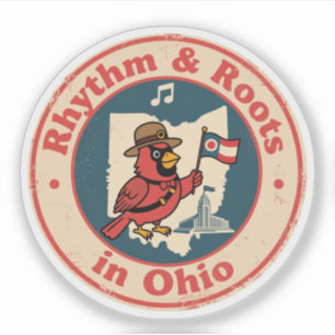 Quirky Midwest Pride Cardinal with Ohio Flag