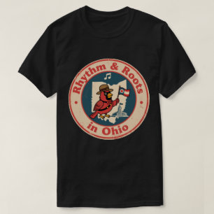Quirky Midwest Pride Cardinal with Ohio Flag T-Shirt