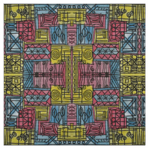 Quirky-Modern Bauhaus Geometric Pattern Fabric