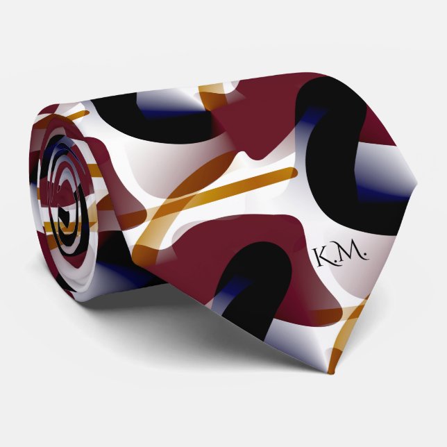 Quirky Modern Geometric Chic Monogram Tie (Rolled)