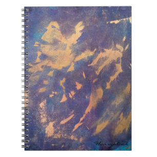Quirky Office   Purple Blue Gold Paint Brushstroke Notebook