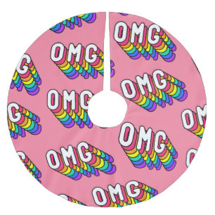 Quirky OMG Pink Comic Wallpaper Brushed Polyester Tree Skirt