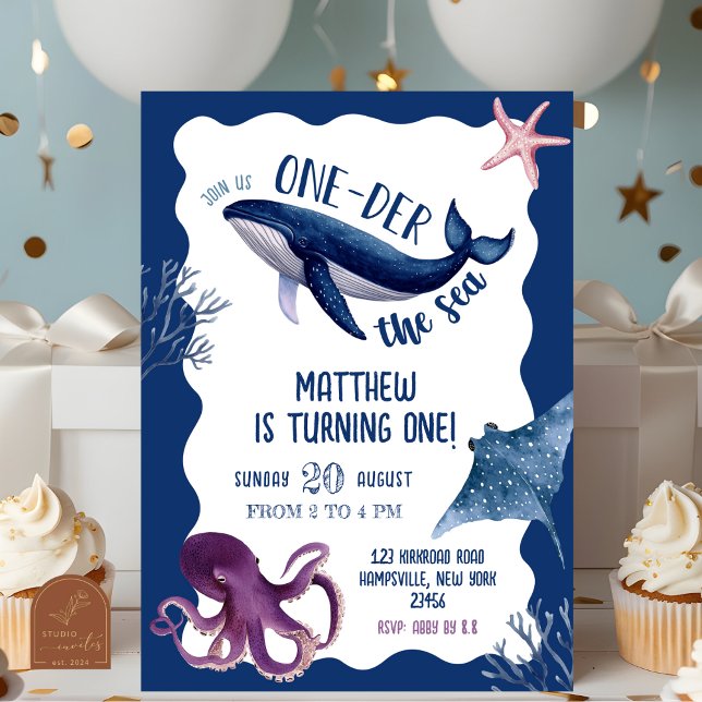Quirky Oneder The Sea First Birthday Invitation (Creator Uploaded)