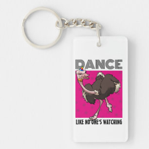 Quirky Ostrich Dance Like No One's Watching Design Key Ring