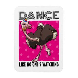 Quirky Ostrich Dance Like No One's Watching Design Magnet