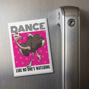 Quirky Ostrich Dance Like No One's Watching Design Magnet