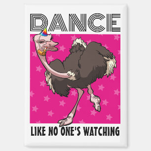 Quirky Ostrich Dance Like No One's Watching Design Magnet