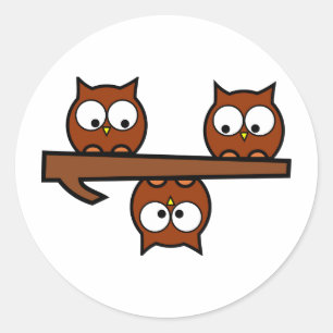 Quirky Owls Classic Round Sticker