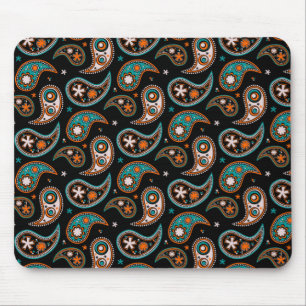 Quirky Paisley Turquoise and Orange Mouse Pad