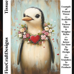Quirky Penguin, Floral Heart Garland CH7 Decoupage Tissue Paper