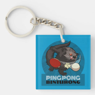 Quirky Ping Pong Binturong Table Tennis Player Key Ring