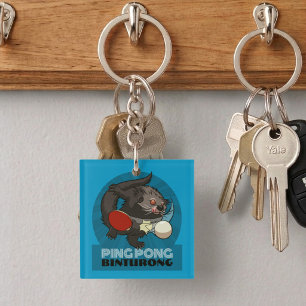 Quirky Ping Pong Binturong Table Tennis Player Key Ring