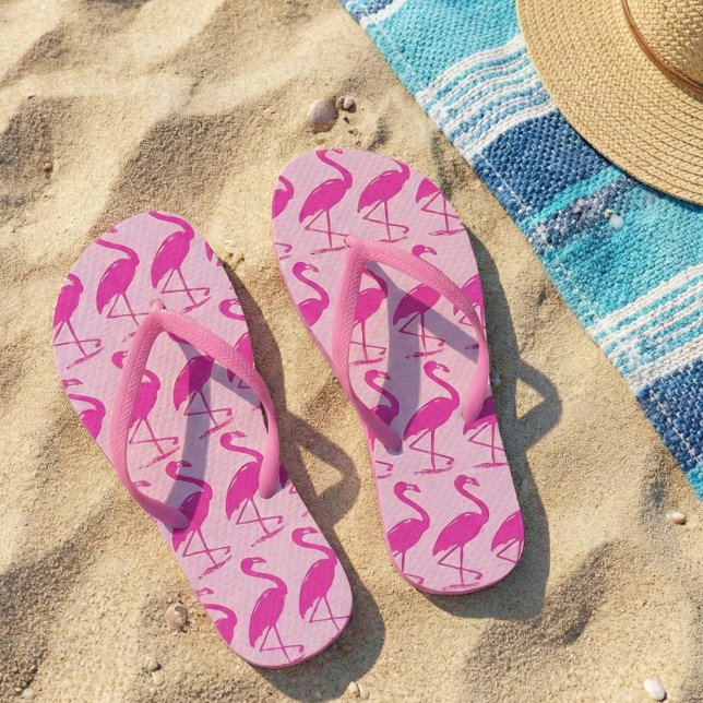 Quirky Pink Flamingos Pattern on Pink Thongs (Creator Uploaded)