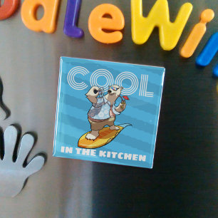 Quirky Polar Bear Cool In The Kitchen Surf Cartoon Magnet