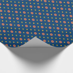 Quirky Polka Dots on Navy Blue Wrapping Paper