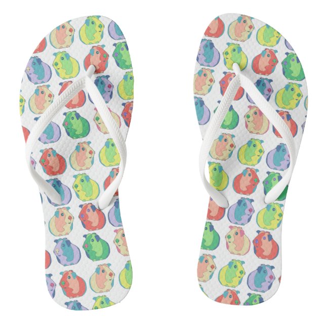 Quirky Pop Art Guinea Pig Colourful Pattern Thongs (Footbed)