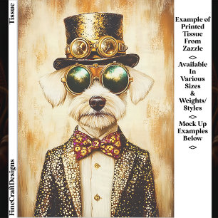 Quirky Regal Steampunk Dog Portrait EA6 Decoupage Tissue Paper