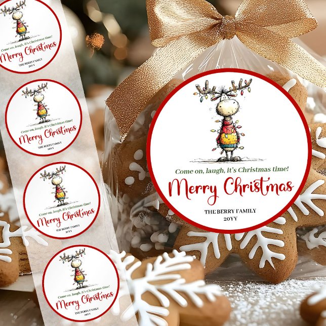 Quirky reindeer fun whimsical Xmas sticker style (Quirky reindeer fun whimsical Xmas sticker style)